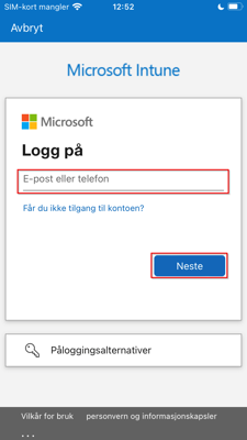 Bilde av steg for installering av Firmaportal for Intune, IOS