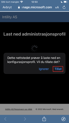 Bilde av steg for installering av Firmaportal for Intune, IOS