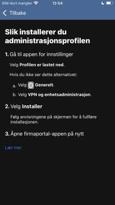 Bilde av steg for installering av Firmaportal for Intune, IOS