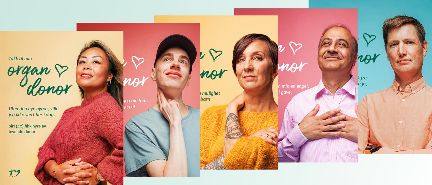 5 plakater med organdonasjonshistorier