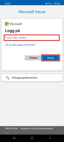Steg for installering av Microsoft Intune Firmaportal på Android