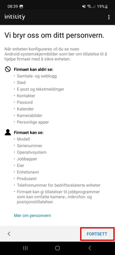 Steg for installering av Microsoft Intune Firmaportal på Android