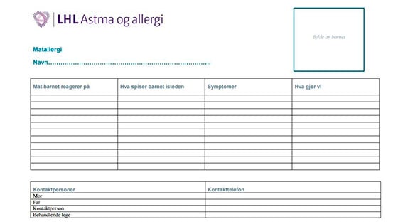 Bilde av allergiskjema