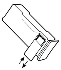 Skyvelokk for 9 volt batteri inne i hovedbatteri